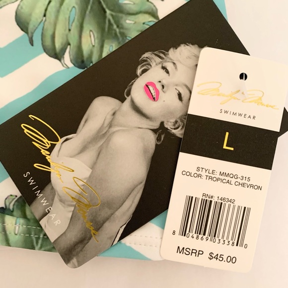 Marilyn Monroe Tropical Chevron Bikini Swimsuit ~ Large - Picture 3 of 7
